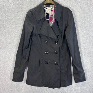 Vertigo Paris Womens XS Double-Breasted Peacoat Jacket Black & Colorful Lining